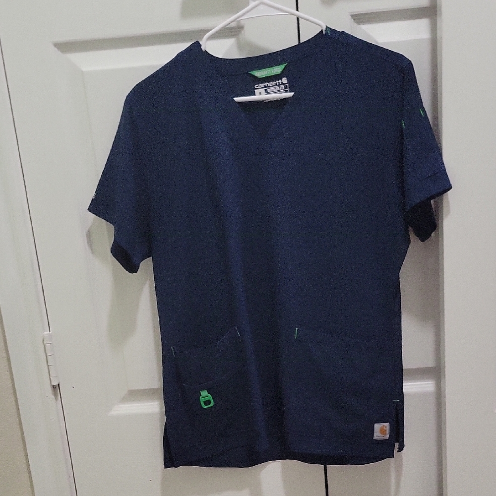 Carhartt Dark Blue Scrub Top with Pockets